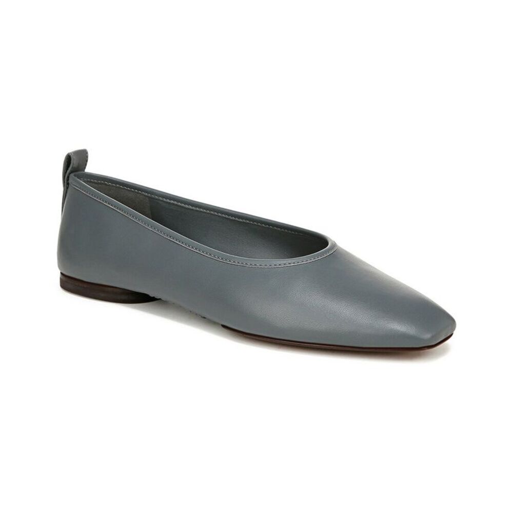 Vince Women's Gray Leather Pointed Ballet Flat